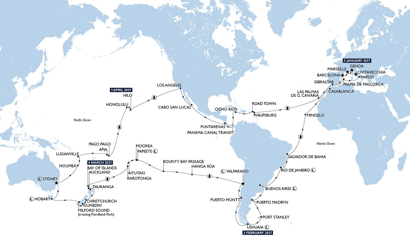 MSC World Cruise 2027, Itinerario | MSC Cruceros