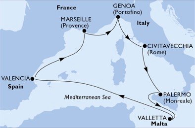 Msc preziosa route