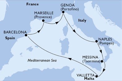 Itinertarios MSC SEAVIEW - Forum Cruises in Mediterranean Sea