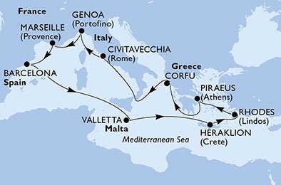 Francia, España, Malta, Grecia, Italia