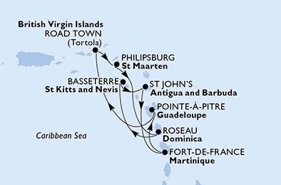 Guadalupe, Islas Vírgenes (Británicas), St. Maarten, Dominica, St. Kitts, Antigua y Barbuda, Martinica