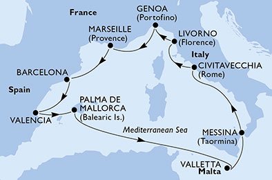 España, Malta, Italia, Francia