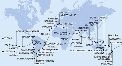 Francia, España, Portugal, Cabo Verde, Brasil, Argentina, Uruguay, Chile, Perú, Islas Pitcairn, Polinesia Francesa, Islas Cook, Nueva Zelanda, Australia, Nueva Caledonia, Papúa Nueva Guinea, Indonesia, Singapur, Malasia, Sri Lanka, India, Omán, Jorda