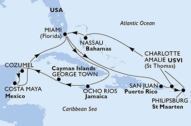 Estados Unidos, Jamaica, Gran Caimán, México, Puerto Rico, Islas Vírgenes (Estadounidenses), St. Maarten, Bahamas