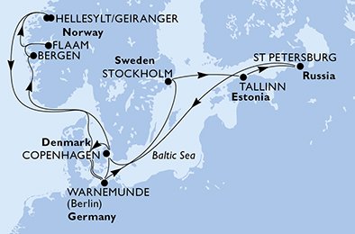 Alemania, Noruega, Dinamarca, Suecia, Estonia, Rusia