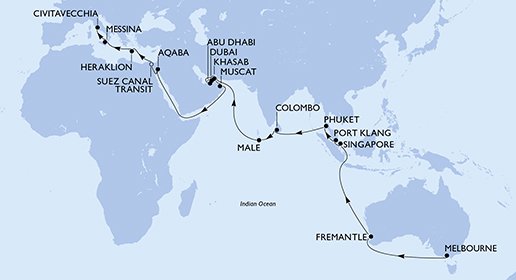 Australia, Singapur, Malasia, Tailandia, Sri Lanka, Maldivas, Emiratos Árabes Unidos, Omán, Jordania, Egipto, Grecia, Italia