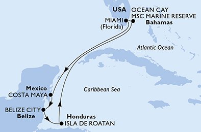 Estados Unidos, México, Belice, Honduras, Bahamas
