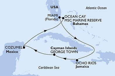Estados Unidos, Jamaica, Gran Caimán, México, Bahamas