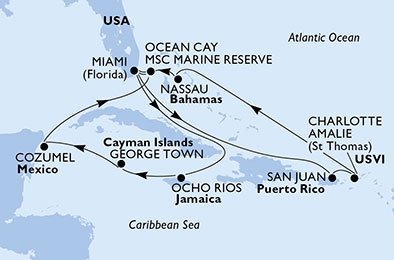 Estados Unidos, Jamaica, Gran Caimán, México, Bahamas, Puerto Rico, Islas Vírgenes (Estadounidenses)