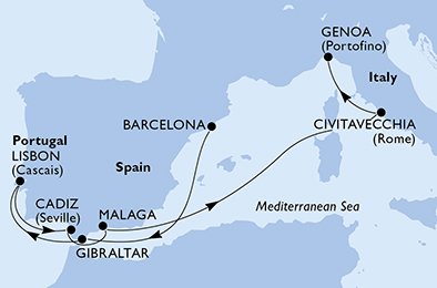 España, Gibraltar, Portugal, Italia