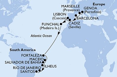 Italia, Francia, España, Portugal, Brasil