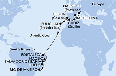 Francia, España, Portugal, Brasil