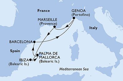 España, Italia, Francia