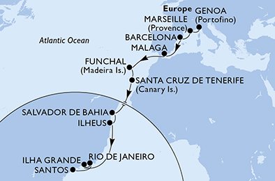 Italia, Francia, España, Portugal, Brasil