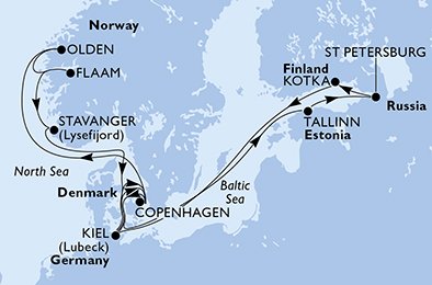 Dinamarca, Noruega, Alemania, Estonia, Rusia, Finlandia