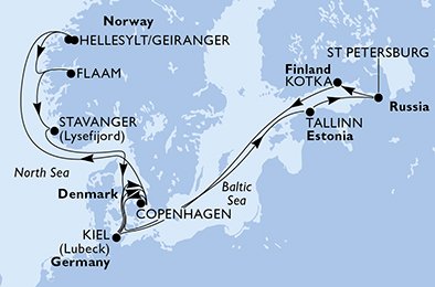 Alemania, Dinamarca, Estonia, Rusia, Finlandia, Noruega