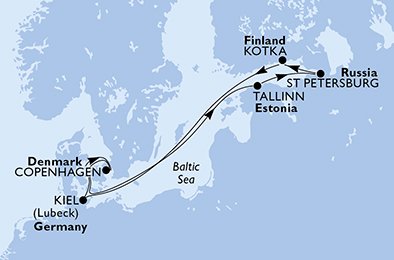 Dinamarca, Estonia, Rusia, Finlandia, Alemania