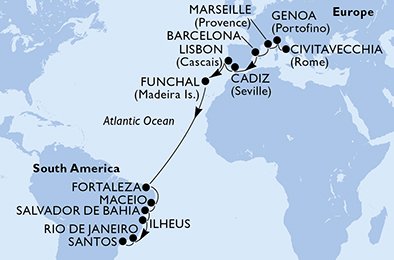 Italia, Francia, España, Portugal, Brasil