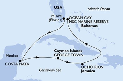 Estados Unidos, México, Gran Caimán, Jamaica, Bahamas