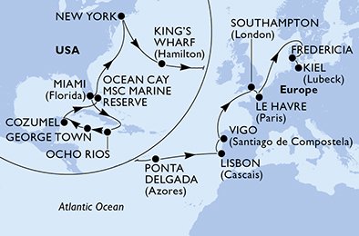 Estados Unidos, Jamaica, Gran Caimán, México, Bahamas, Bermudas, Portugal, España, Reino Unido, Francia, Dinamarca, Alemania