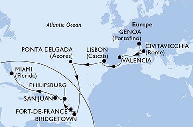 Italia, España, Portugal, Barbados, Martinica, Antillas Holandesas, Puerto Rico, Estados Unidos