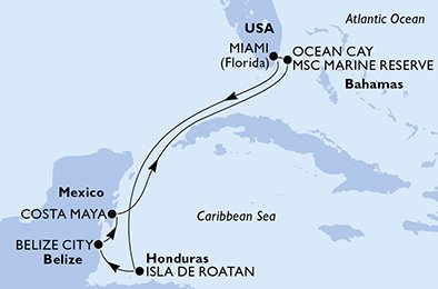 Estados Unidos, Honduras, Belice, México, Bahamas