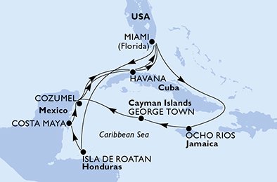 Estados Unidos, Honduras, México, Cuba, Jamaica, Gran Caimán
