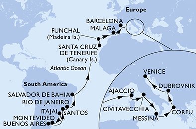 Brasil, Uruguay, Argentina, España, Portugal, Francia, Italia, Grecia, Croacia