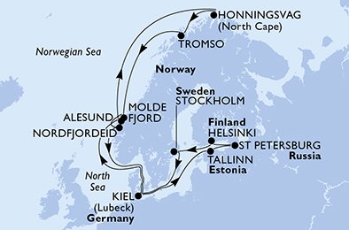 Alemania, Noruega, Estonia, Rusia, Finlandia, Suecia